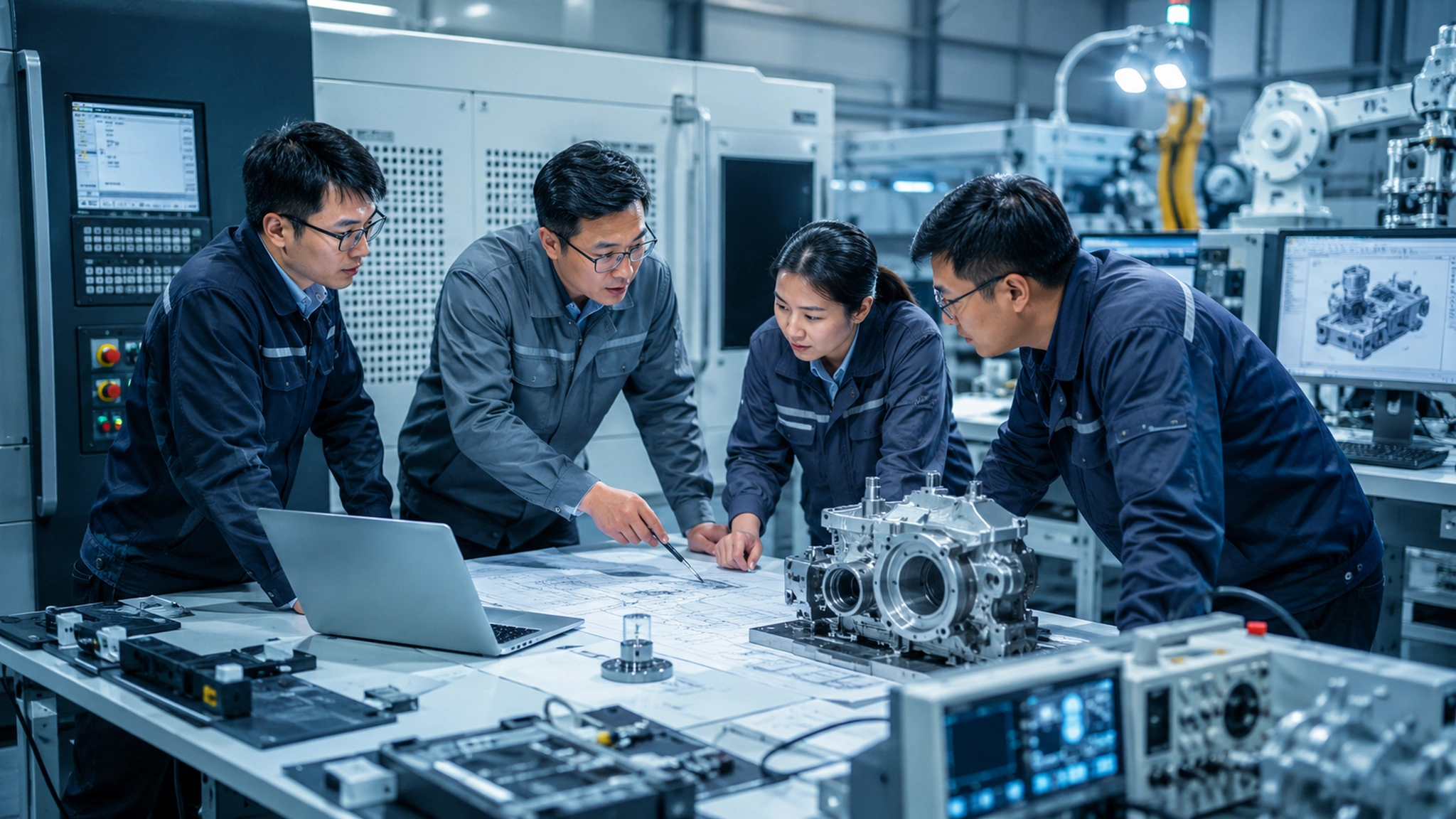 The Chinese engineering team discussed equipment solutions and project division of labor during the meeting